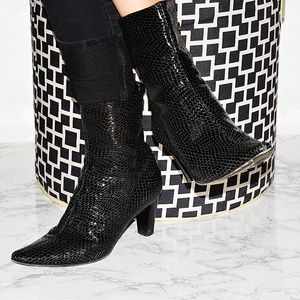 Aquatalia Black Snakeskin Bootie